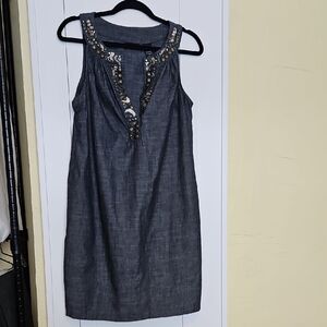 New York & Co Embellished Gray Dress size M